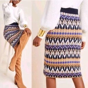 Anthropologie Women Multi-Color Saoirse Sweater Knit Pencil Midi Skirt Size XL